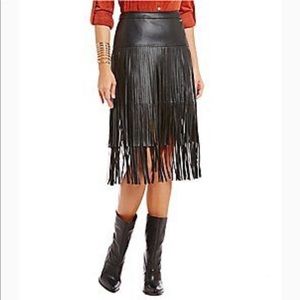 Pleather Mini Skirt w/ Fringe